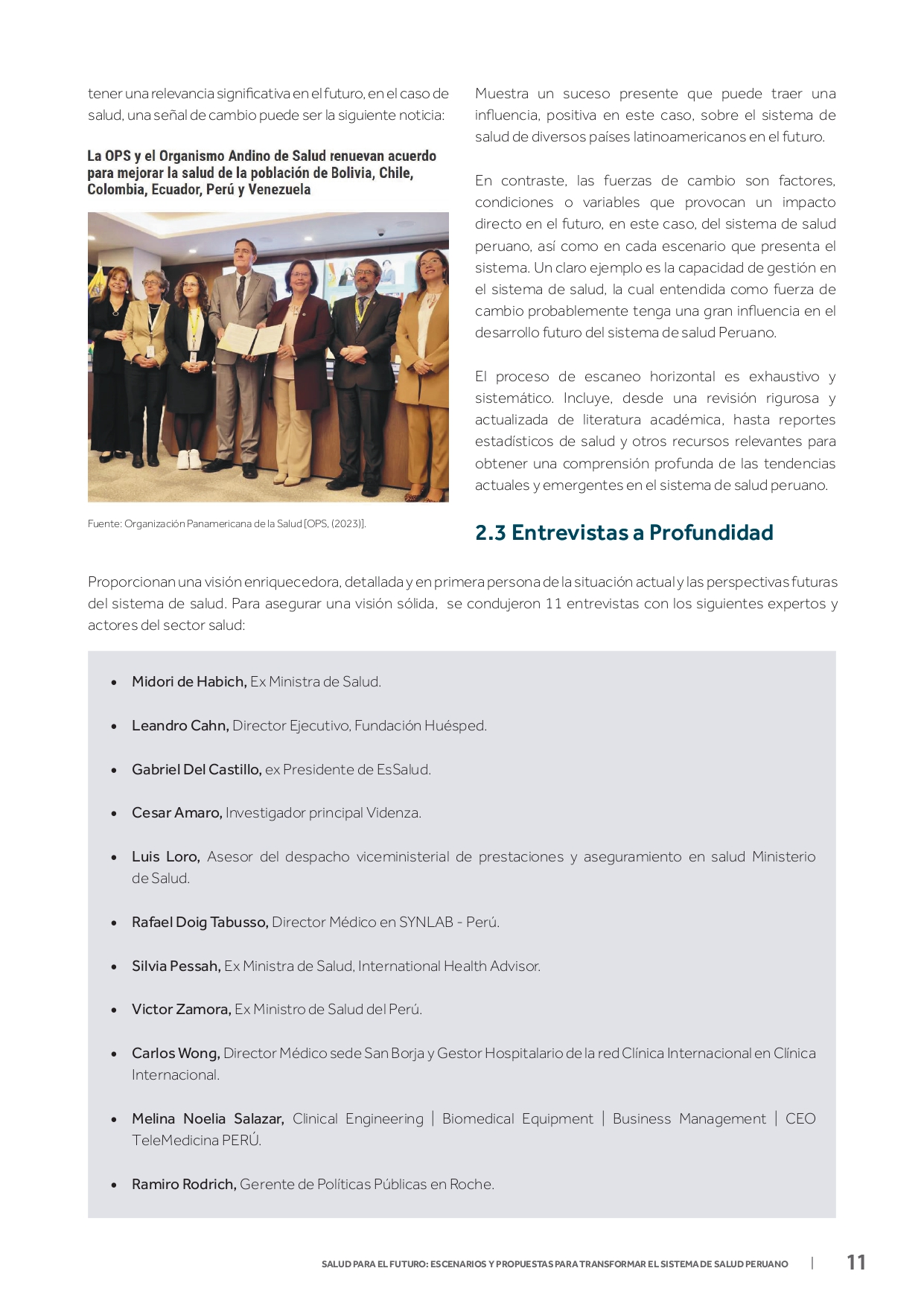 P&aacute;gina con entrevistas y contenido editorial del white paper Salud para el Futuro