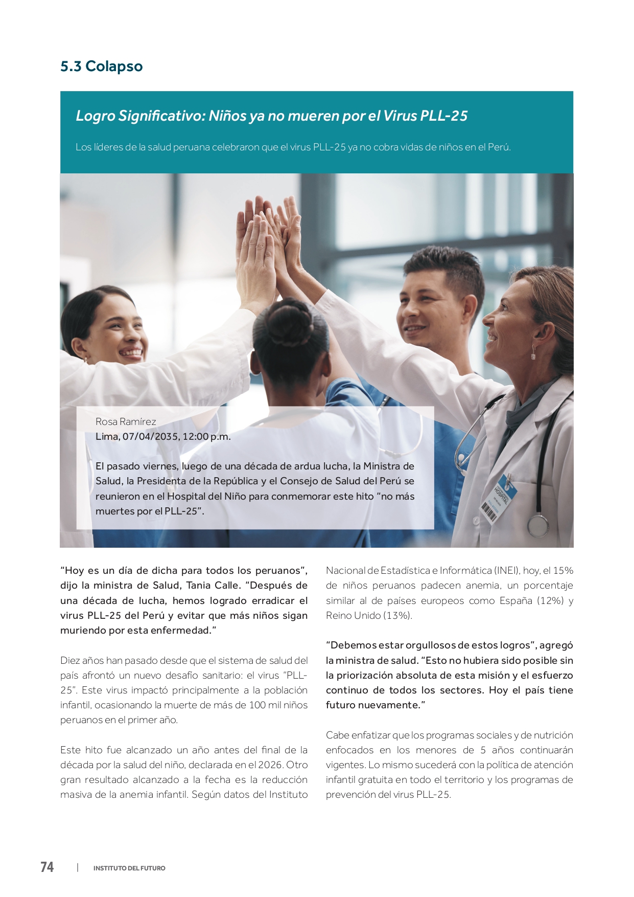 P&aacute;gina de escenario prospectivo del white paper Salud para el Futuro