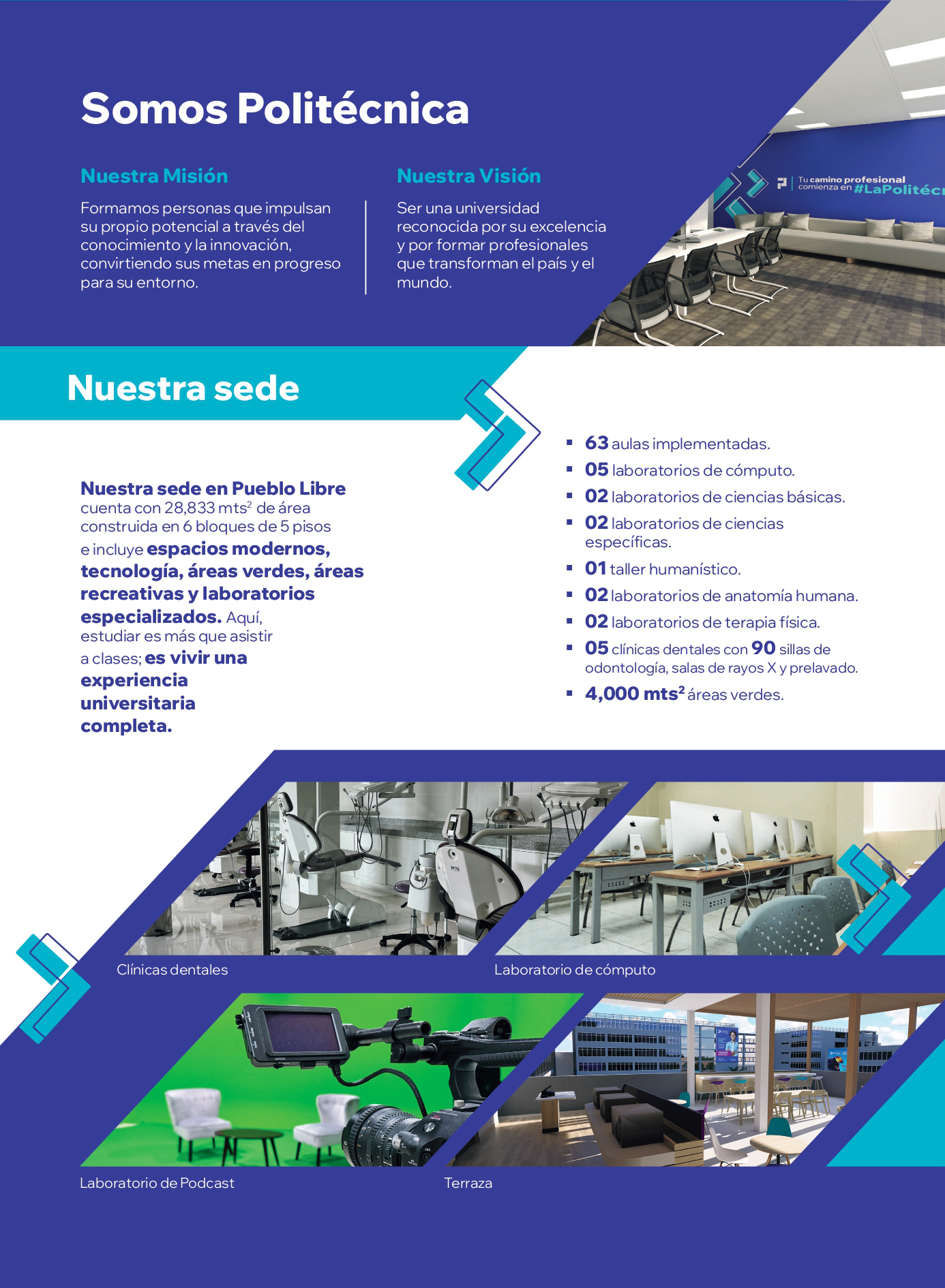 P&aacute;gina del tr&iacute;ptico con misi&oacute;n, visi&oacute;n y sede de la Universidad Polit&eacute;cnica del Per&uacute;